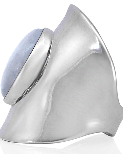 Moon Silver 925 Sterling Silver Women’s Ring with Moonstone – 25mm Length, Free Size