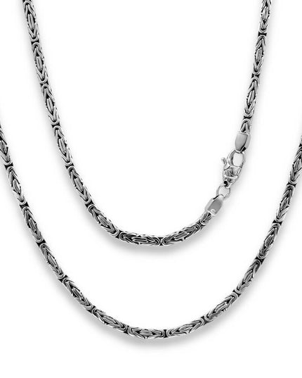Woven Rope 925 Sterling Silver Byzantine Chain Necklace – 3mm, 4mm & 5mm Thickness, Lobster Clasp, Lengths 18–30", Made in Thailand
