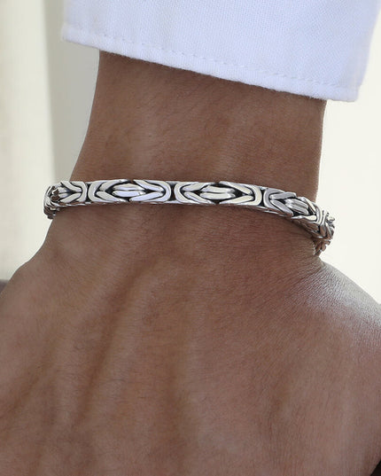 Woven Rope 925 Sterling Silver Byzantine Bracelet – 5mm Thick, Lobster Clasp, Sizes 6.5–10.5, Made in Thailand