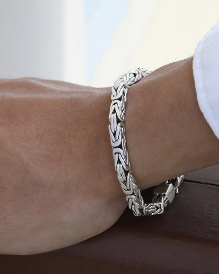 Woven Rope 925 Sterling Silver Byzantine Bracelet – 5mm Thick, Lobster Clasp, Sizes 6.5–10.5, Made in Thailand
