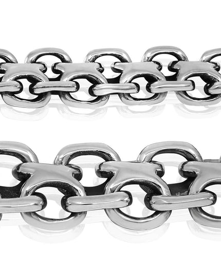 X Biker 925 Sterling Silver Heavy Bracelet – Thick 15mm / 20mm Wide, Double-Lock, Sizes 7–11, Made in Thailand