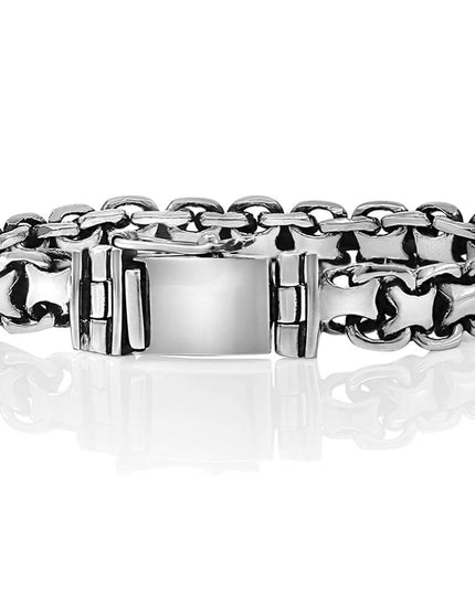 X Line Bracelet – 925 Sterling Silver 10mm Men’s Chain Bracelet with Double-Lock Safety