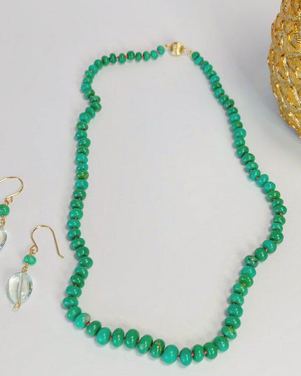 Chrysoprase Beaded Candy Necklace 14K Gold
