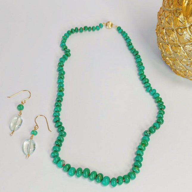 Chrysoprase Beaded Candy Necklace 14K Gold