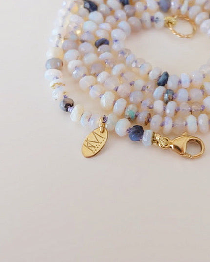 Australian Opal Bead Necklace 14K Gold