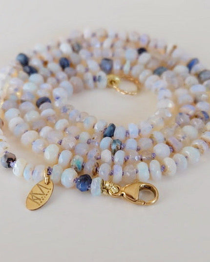 Australian Opal Bead Necklace 14K Gold