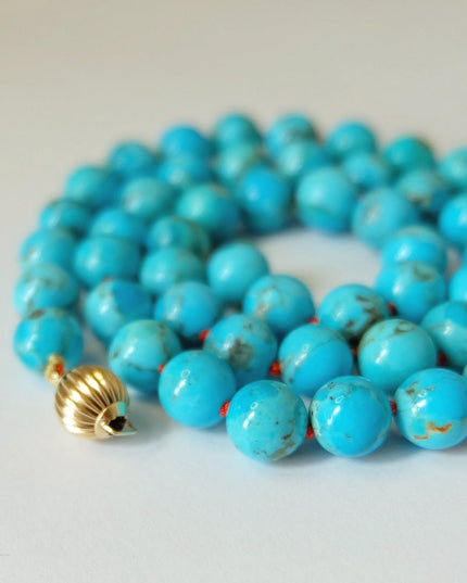 14K Gold Kingman Turquoise Necklace