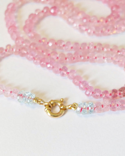 Pink Tourmaline Beaded Candy Necklace 14K Gold