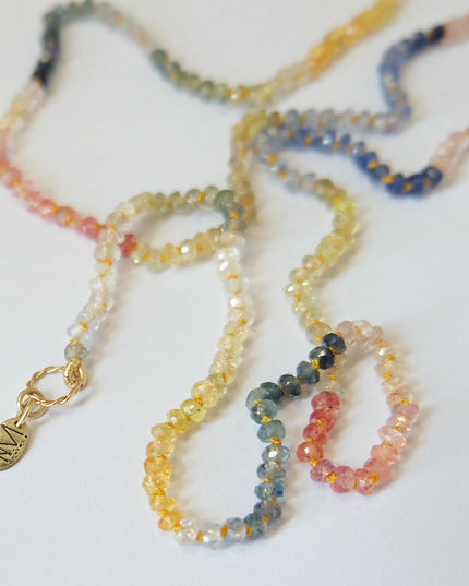 Sapphire Beaded Candy Necklace 14K Gold