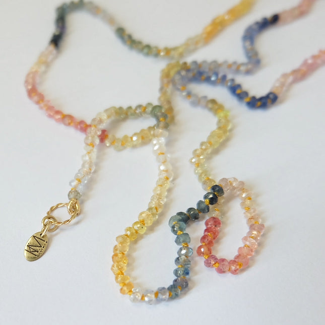 Sapphire Beaded Candy Necklace 14K Gold