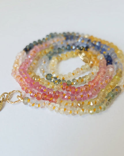 Sapphire Beaded Candy Necklace 14K Gold
