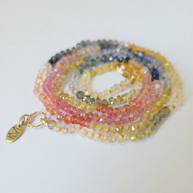 Sapphire Beaded Candy Necklace 14K Gold