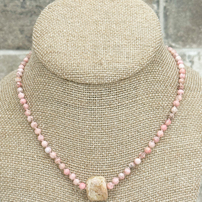 Rhodolite, Pink Opal Bead Necklace