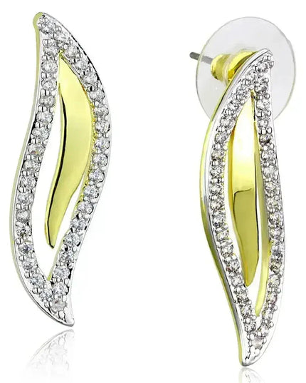 3W941 - Gold+Rhodium Brass Jewelry Sets with AAA Grade CZ  in Clear