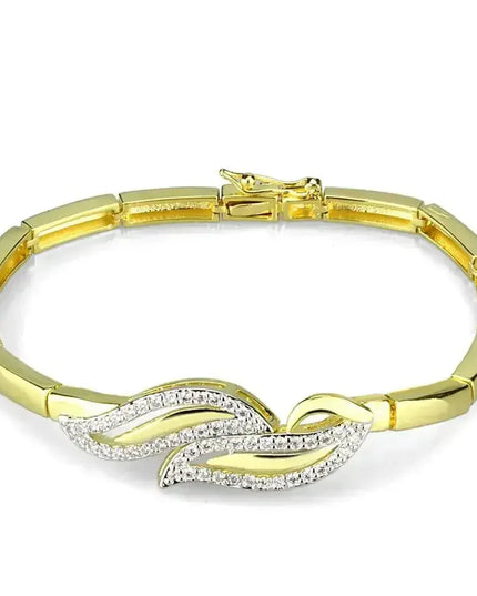 3W941 - Gold+Rhodium Brass Jewelry Sets with AAA Grade CZ  in Clear