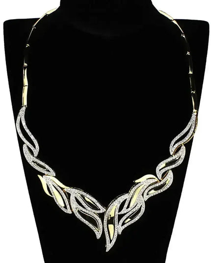 3W941 - Gold+Rhodium Brass Jewelry Sets with AAA Grade CZ  in Clear