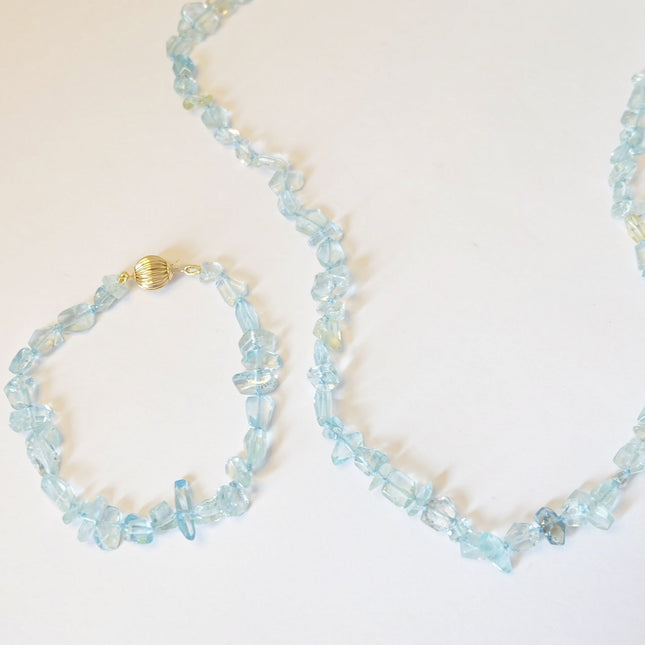 Aquamarine Tennis Bracelet 14K Gold