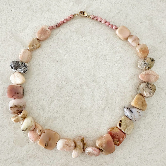 Rhodolite, Peruvian Opal Bead Necklace