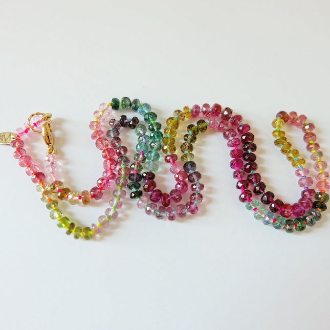 Watermelon Tourmaline Necklace 14K Gold