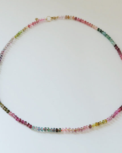 Watermelon Tourmaline Necklace 14K Gold