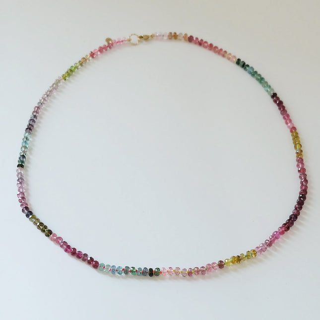 Watermelon Tourmaline Necklace 14K Gold