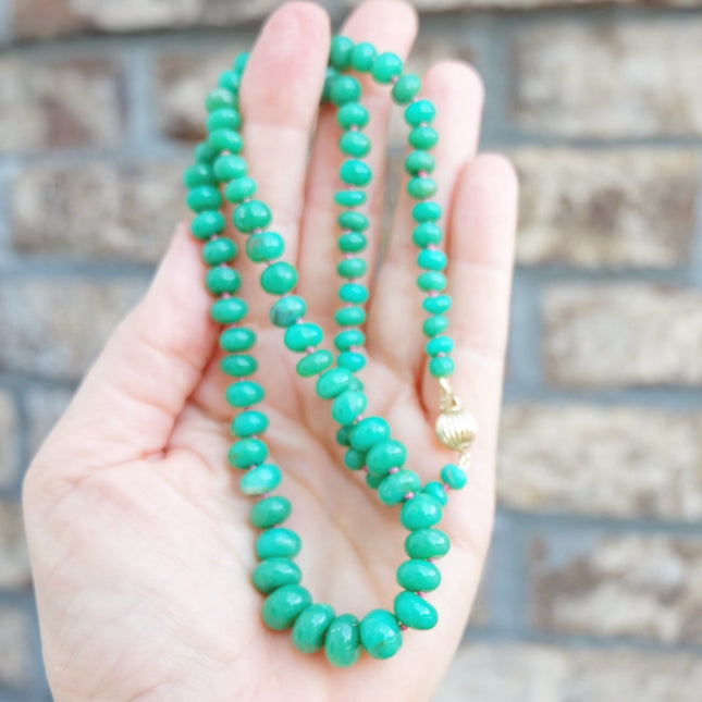 Chrysoprase Beaded Candy Necklace 14K Gold