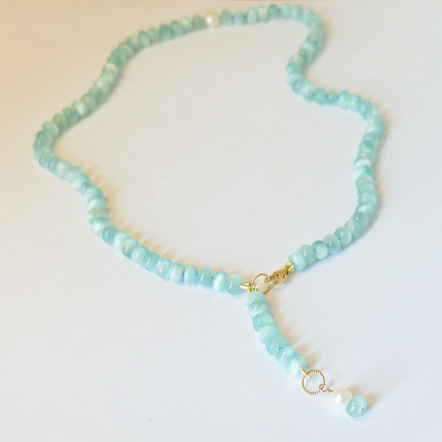 Green Moonstone Pearl Necklace