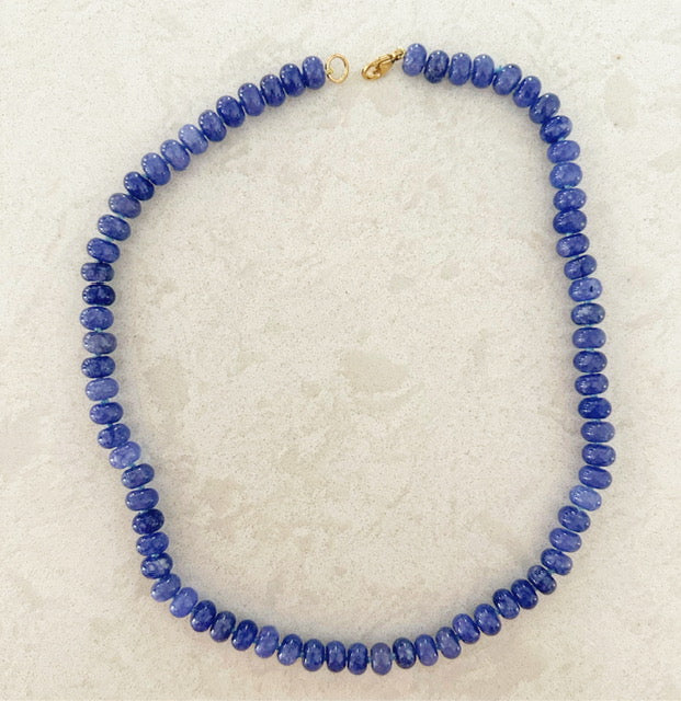 Blue Beaded Gemstone Necklace
