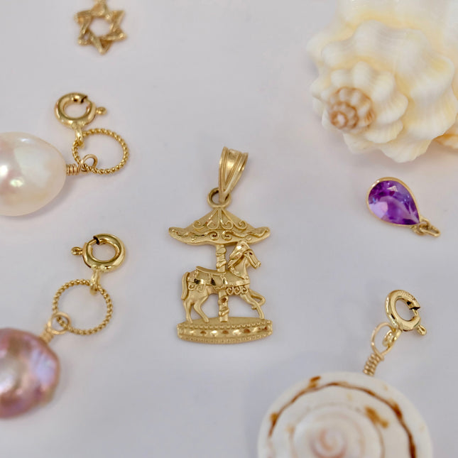 14K Gold Carousel Charm