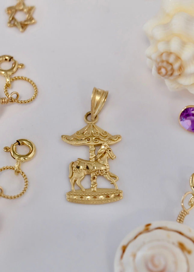 14K Gold Carousel Charm