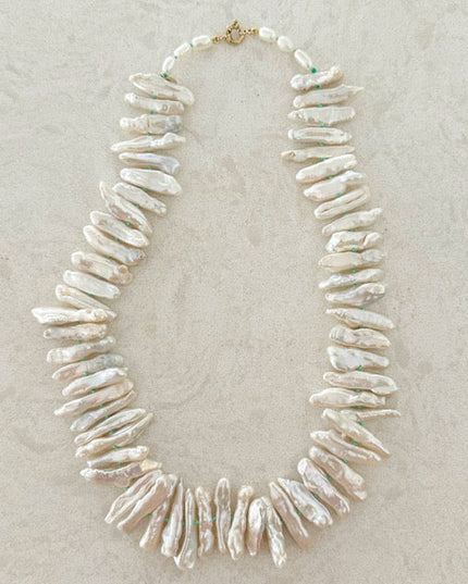 Biwa Pearl Necklace 14K Gold