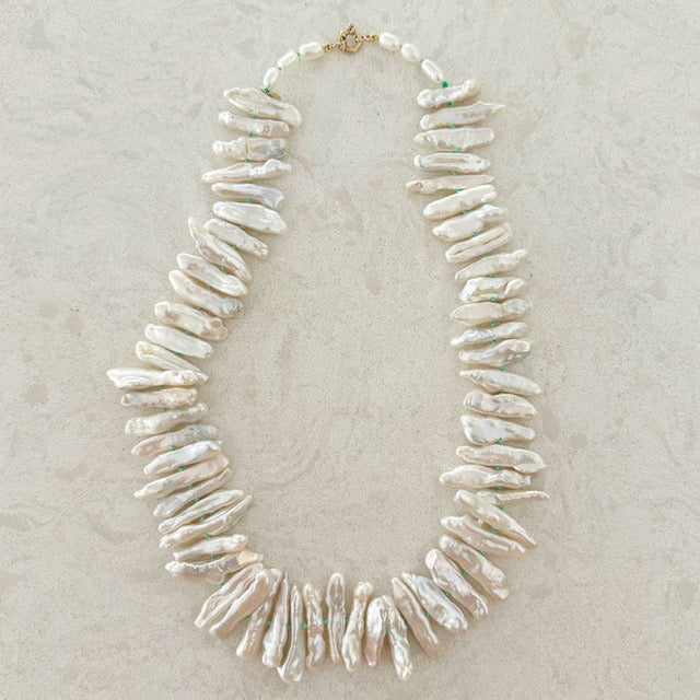 Biwa Pearl Necklace 14K Gold