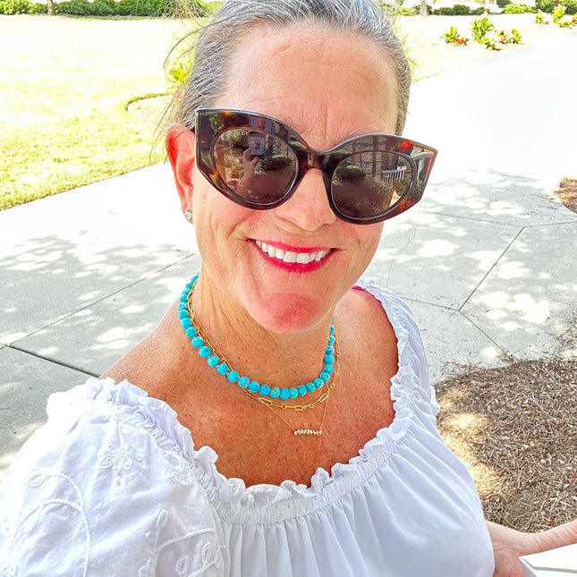 14K Gold Kingman Turquoise Necklace
