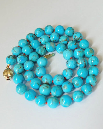 14K Gold Kingman Turquoise Necklace