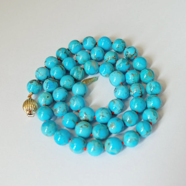 14K Gold Kingman Turquoise Necklace