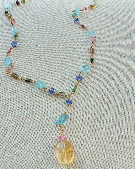 Lariat Necklace with Gemstones