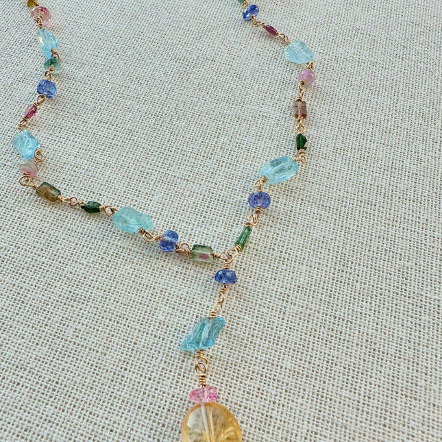 Lariat Necklace with Gemstones