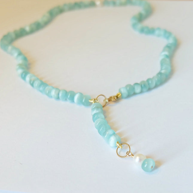 Green Moonstone Pearl Necklace