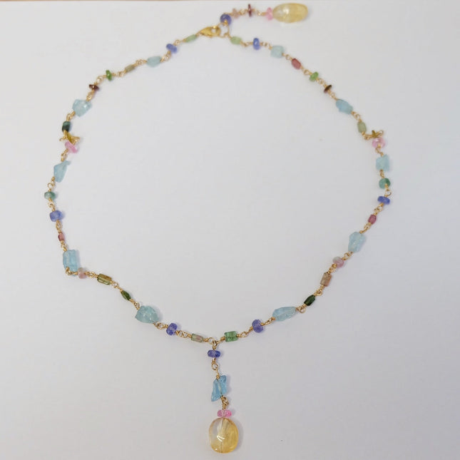 Lariat Necklace with Gemstones