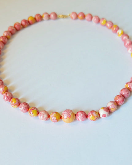 Orange Jasper Candy Necklace Knotted on Silk