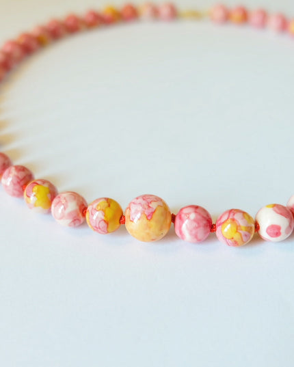 Orange Jasper Candy Necklace Knotted on Silk