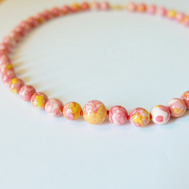 Orange Jasper Candy Necklace Knotted on Silk