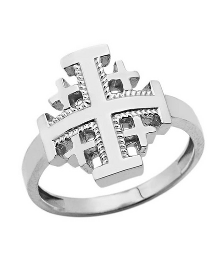 Gold Jerusalem Cross Ring (Available In Yellow/Rose/White Gold)