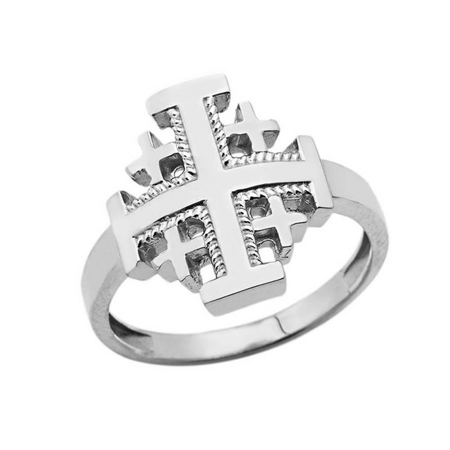 Gold Jerusalem Cross Ring (Available In Yellow/Rose/White Gold)