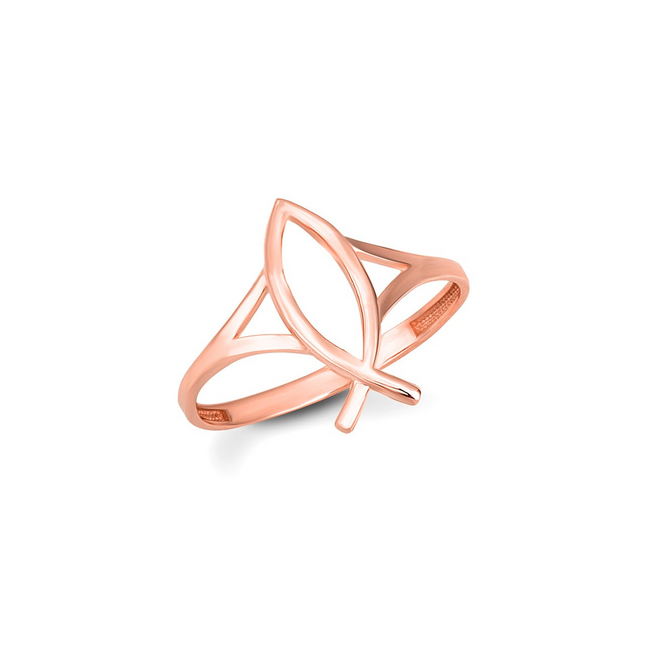 Gold Christian Fish Ichthys Ring (Available In Yellow/Rose/White Gold)
