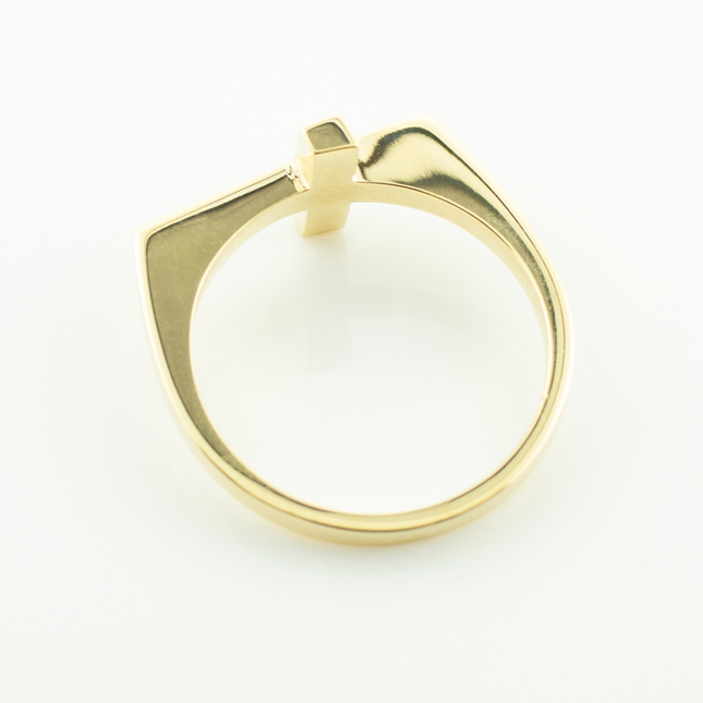Solid Gold Flat Top Sideways Cross Ring ( Available in Yellow/Rose/White Gold)