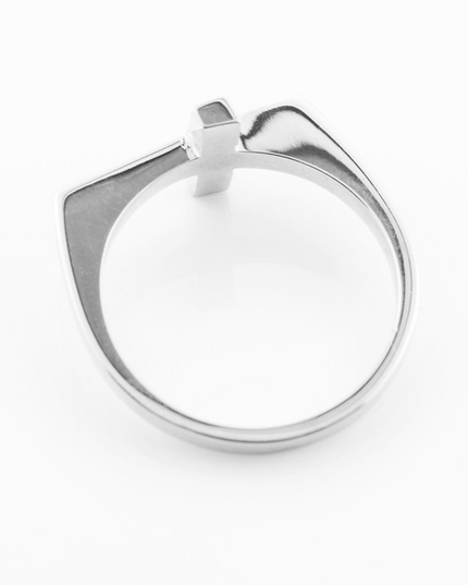 Solid Gold Flat Top Sideways Cross Ring ( Available in Yellow/Rose/White Gold)