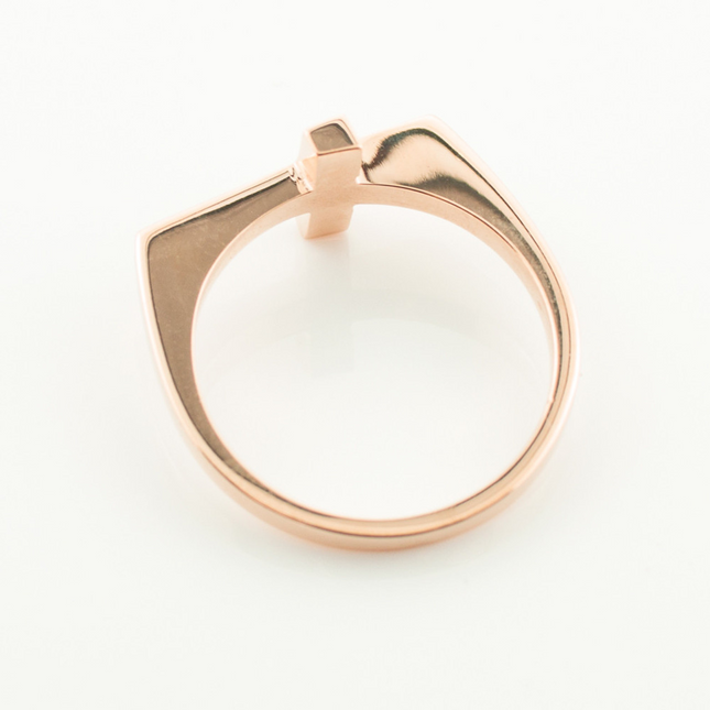 Solid Gold Flat Top Sideways Cross Ring ( Available in Yellow/Rose/White Gold)