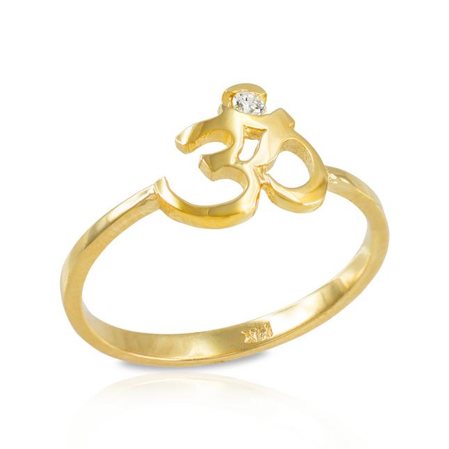 Dainty Gold Om (aum) Diamond Ring ( Available in Yellow/Rose/White Gold)