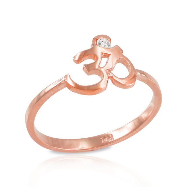 Dainty Gold Om (aum) Diamond Ring ( Available in Yellow/Rose/White Gold)